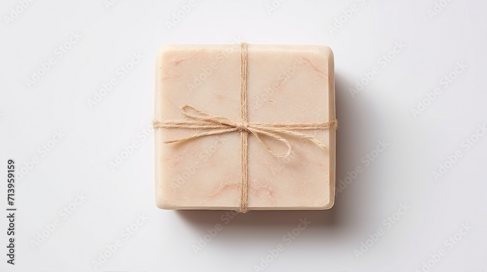 Eco-Friendly Craft Gift Box with Bow on White Background - Perfect for Zero Waste, Plastic-Free Soap Concept Eco-Friendly Craft Gift Box with Bow on White Background - Perfect for Zero Waste, Plastic-Free Soap Concept