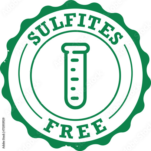 Sulphites free icon. Black and white Round icon.

