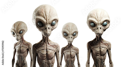 aliens isolated on transparent background, Generative ai photo