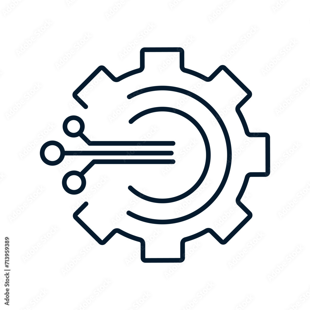 The concept of collecting and processing multi-channel information. Vector linear icon isolated on white background. The concept of collecting and processing multi-channel information. Vector linear icon isolated on white background.