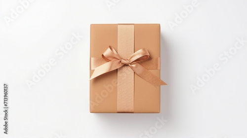 Eco-Friendly Craft Gift Box with Bow on White Background - Perfect for Zero Waste, Plastic-Free Soap Concept © Sunanta