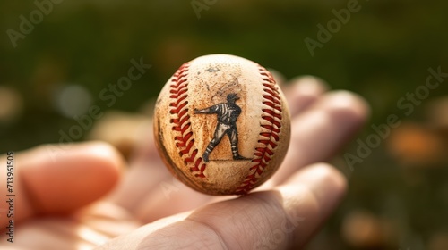 A hand-drawn baseball with a competitive face