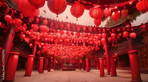 Chinese lantern traditional Asian style. Festive background for Lunar New Year. Lantern Festival photo