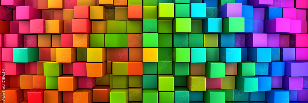 Rainbow of colorful blocks abstract background - 3d render Rainbow of colorful blocks abstract background - 3d render