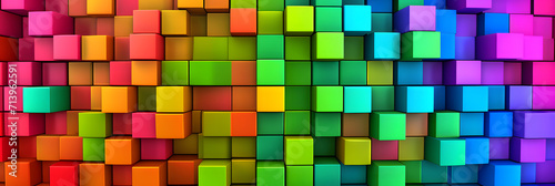 Rainbow of colorful blocks abstract background - 3d render © john