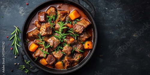 Hungarian stew with braised venison. Generative Ai.