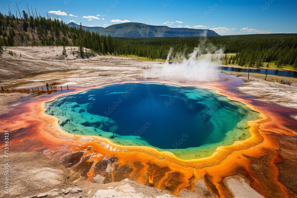 multicolor natural wonders of Yellowstone National Park, showcasing its geothermal features 