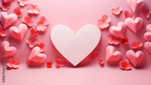 3d geometry beautiful heart. Illustration. valentine background with 3d hearts. Valentine's day design. valentine day concept. Romantic background. For creative banners and web posters. 
