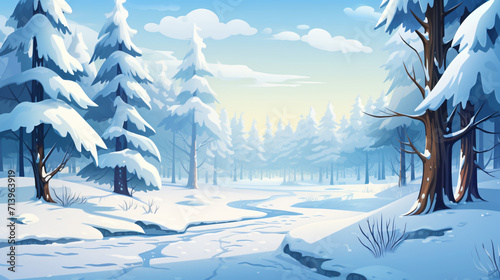 Fantastic beautiful cartoon winter landscape