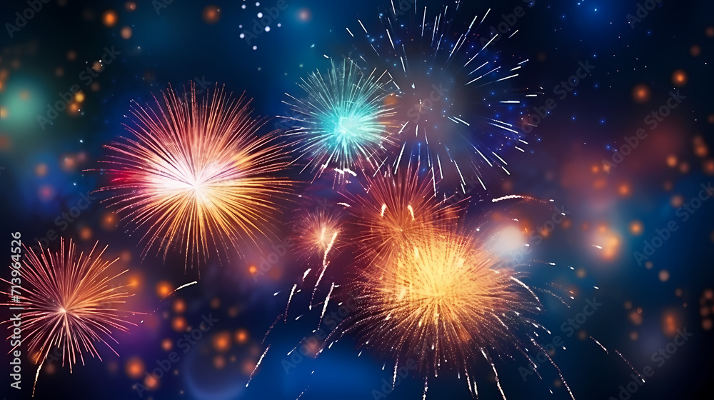 Beautiful fireworks background at night for holiday decoration Beautiful fireworks background at night for holiday decoration