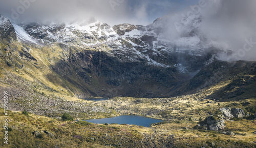 Tristaina Lakes Embraced by Mist in Andorra