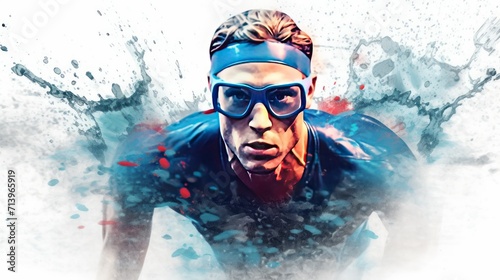 Watercolor design of a professional swimmer photo