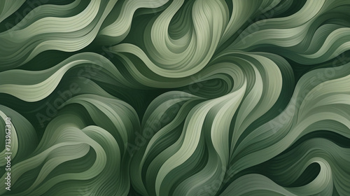 A decorative background has grey lines showing in the grove, in the style of dark green and light green, squiggly line style, bold, large-scale canvases, warm tonal range, minimalist strokes, infinity photo
