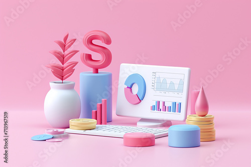 finance illustration 3d minimalistic