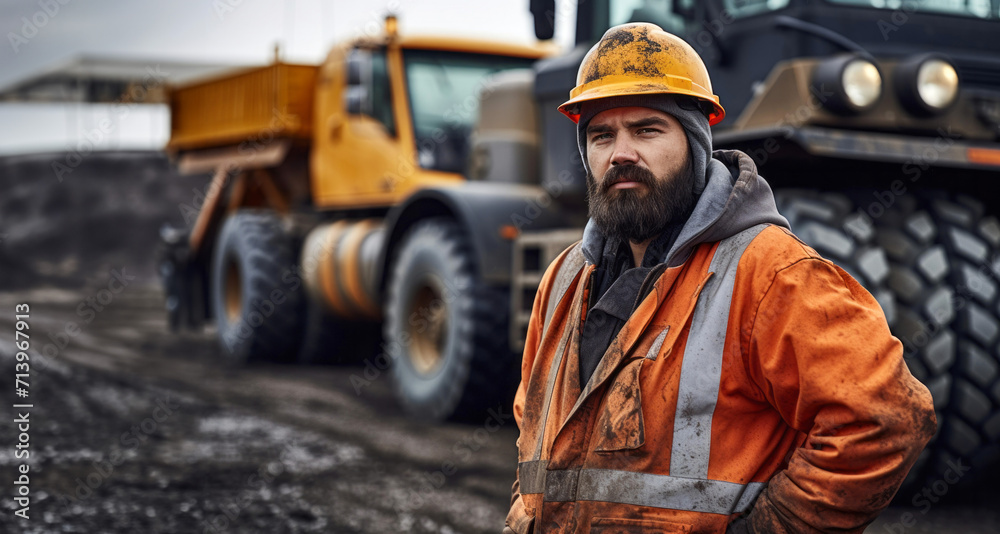 Portrait of a middle-aged man working on a construction site Portrait of a middle-aged man working on a construction site