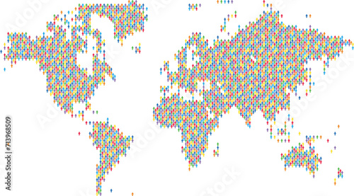 人々が集まったカラフルな世界地図 photo