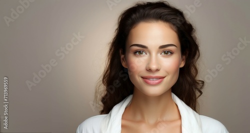 Portrait of a beautiful young brunette woman with perfect skin.