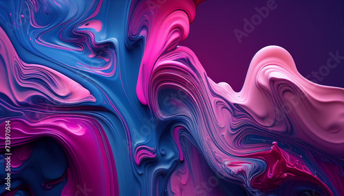 abstract background, abstract fractal background, Swirls of colorful paint liquid mixing background texture in pink and blue Ai generated image