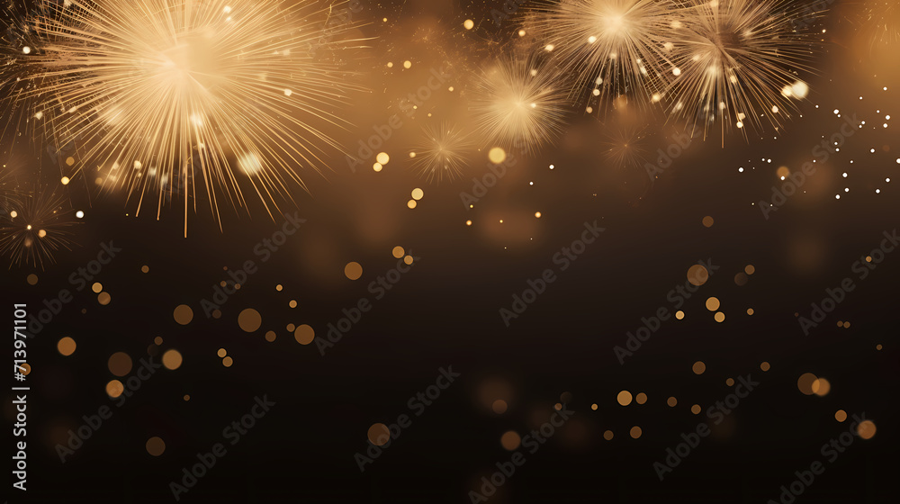 Fototapeta premium Happy New Year, burning fireworks with bokeh light background