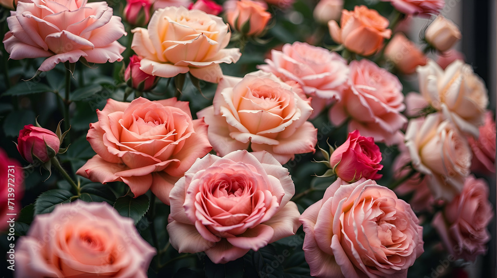 Close-Up of Roses Blooming Romantic love valentine's background Close-Up of Roses Blooming Romantic love valentine's background