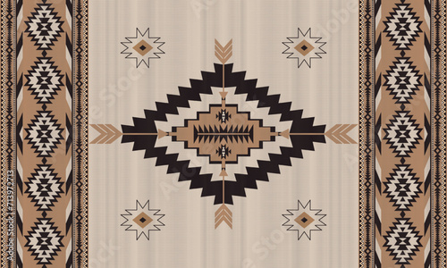 American tribal ethnic native pattern.Traditional Navajo,Aztec,Apache,Southwest and Mexican style fabric pattern.Abstract vector motifs pattern.For fabric,clothing,blanket,carpet,woven,wrap,decoration