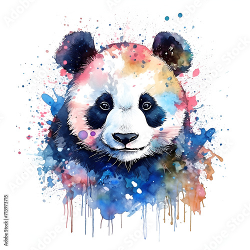 Beautiful Panda Watercolor Clipart, Cute Design for Your Project, Ai Generative