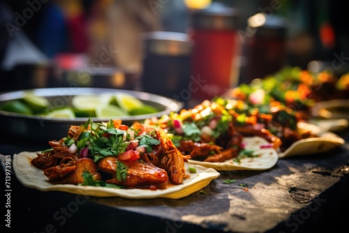 Mexican Taco Fiesta: The Authentic Flavors of Mexico City's Culinary Landscape, as a Vendor in Mercado de la Merced Offers an Assortment of Mouthwatering Tacos