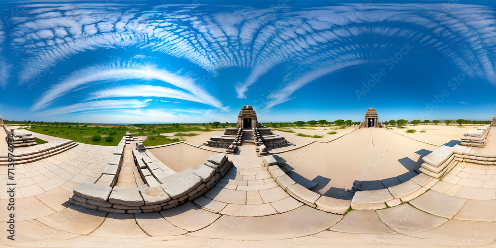 360 panorama view of an old medieval structure