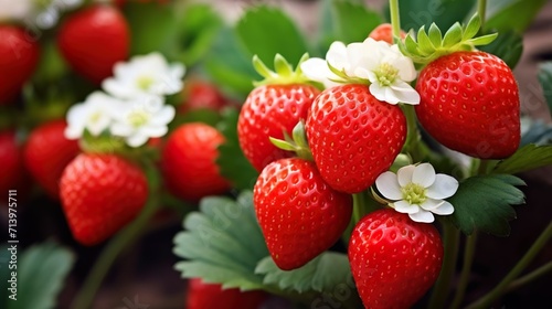 Strawberry bush close up garden background