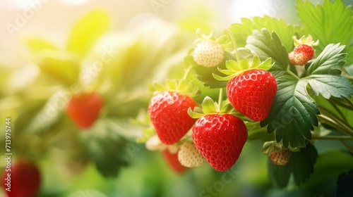 Strawberry bush close up garden background