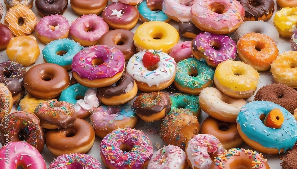 Huge variety of colorful donuts Huge variety of colorful donuts