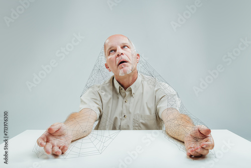 Cobwebs represent man's weariness from waiting endlessly