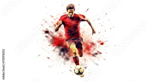 isolated player soccer running with the ball in vector format. photo