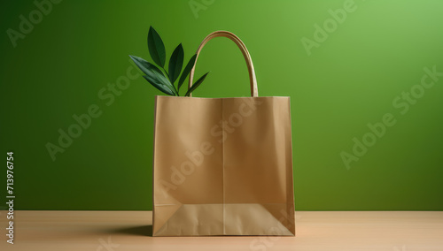 green bag with green leaves