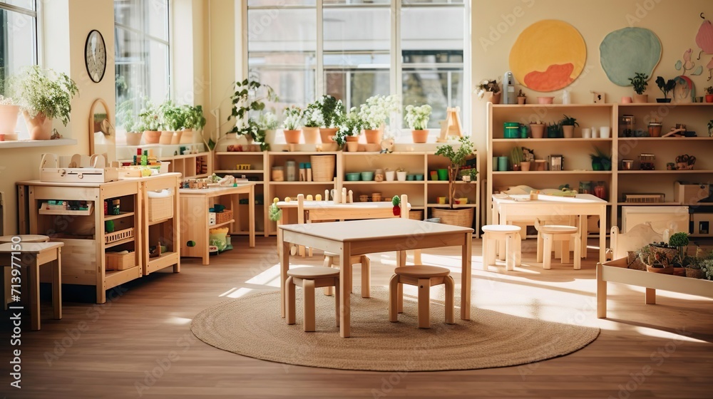 Montessori early education. Kindergarten preschool