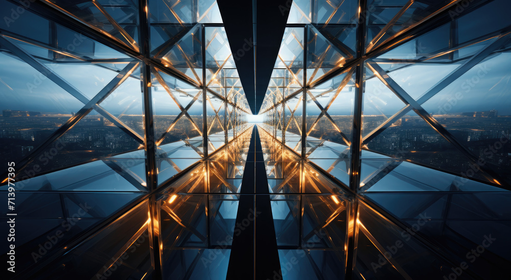 Fototapeta premium Geometric patterns made of building glass