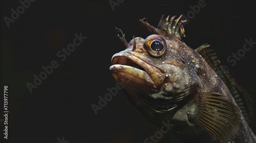 Blenny in the solid black backgroun