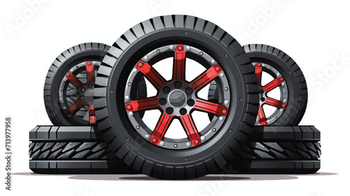 Stack of car wheels illustration vector