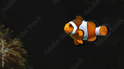 Clownfish in the solid black background