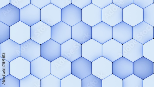Blue hexagons geometric background, minimal honeycomb pattern wallpaper.
