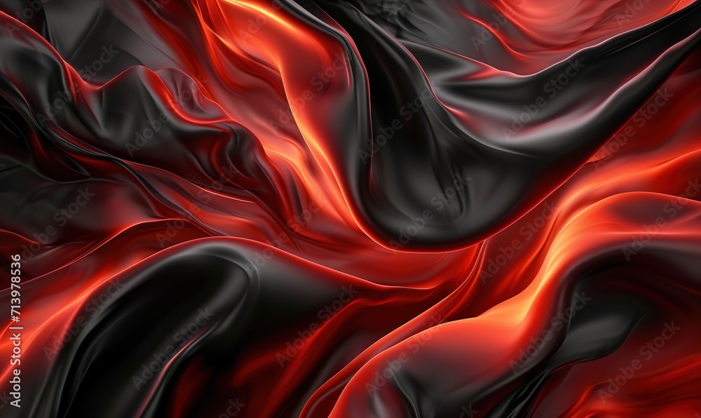 Obraz premium Red and black fluid abstract resembling silk with fiery highlights