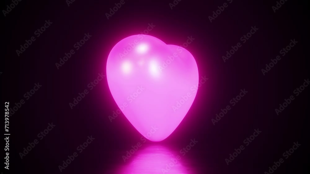 3d heart rotation animation. Love animation, shiny and glitter hearts, glowing particles. Concept: valentine's day, mother's day, birthday, marriage, invitation e-card, love. Many neon hearts glow