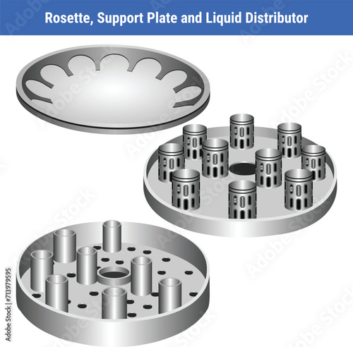 Vector Illustration for Rosette Support Plate and Liquid Distributor