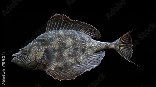 Flounder in the solid black background