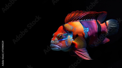 Harlequin Tuskfish in the solid black background photo