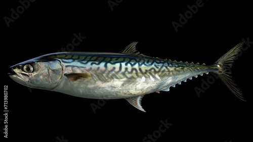 Mackerel in the solid black background