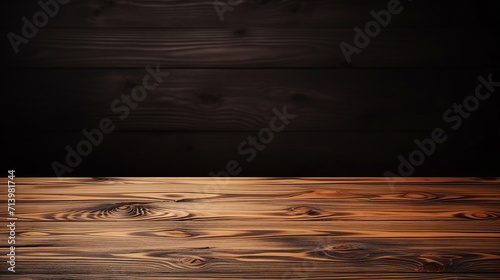 Dark and Rustic Wooden Table on Isolated Black Background with Copy Space for Text or Promotional Content - Vintage Design Mockup