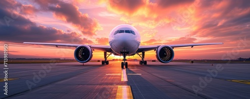 A plane in the sunset