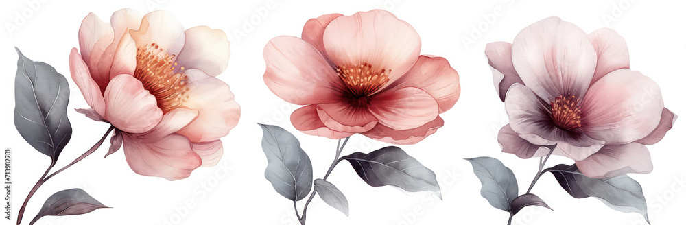 Blooming Floral Beauty: Pink Blossoms in Nature's Watercolor Garden Blooming Floral Beauty: Pink Blossoms in Nature's Watercolor Garden