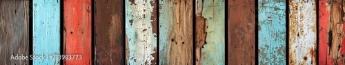Close-Up of Colorful Wooden Fence